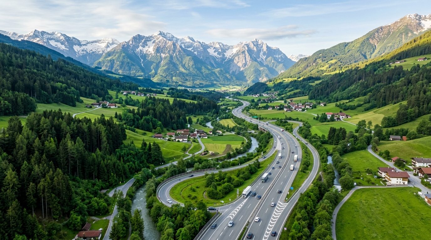 Österreichische Autobahn durch die Alpen